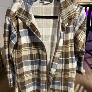 blue and brown plaid flannel